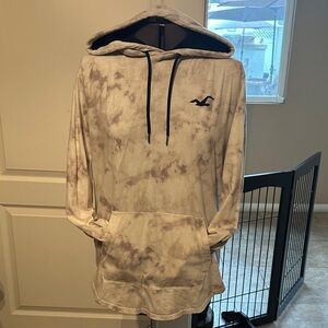 Hollister White and Black Tie-Dye Hoodie Jacket